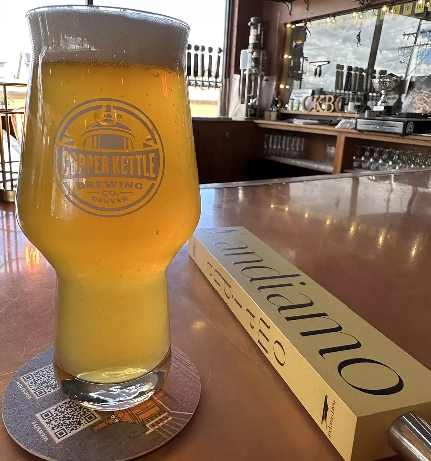 Golden beer on a bar table in a glass.