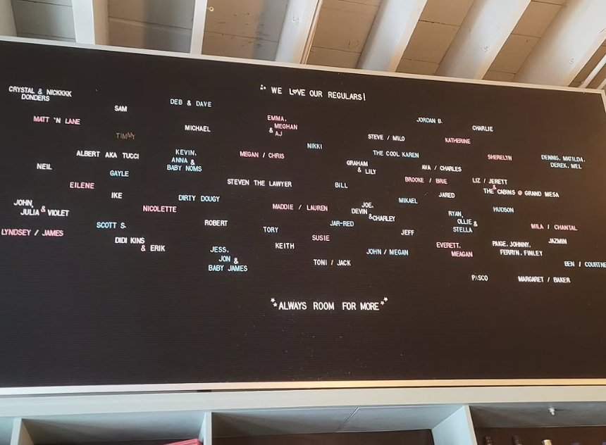 large letterboard with names on it