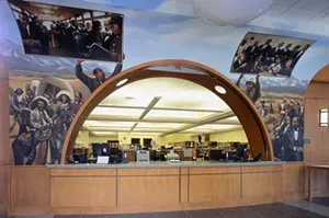 murals inside library celebrating black history