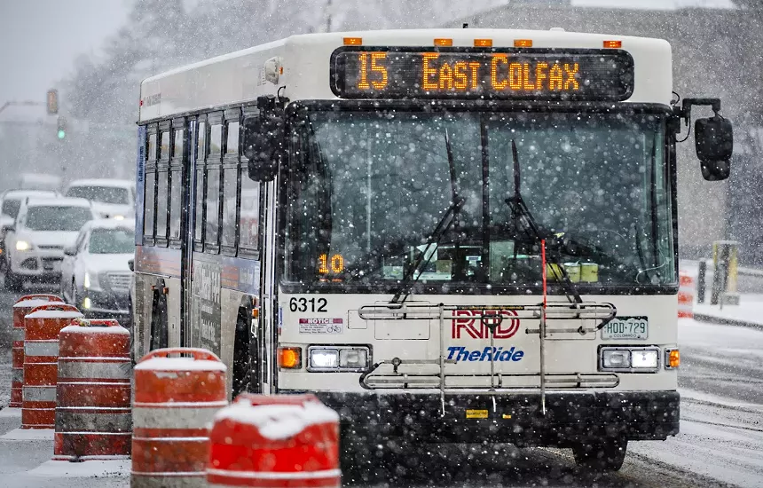bus out in snow