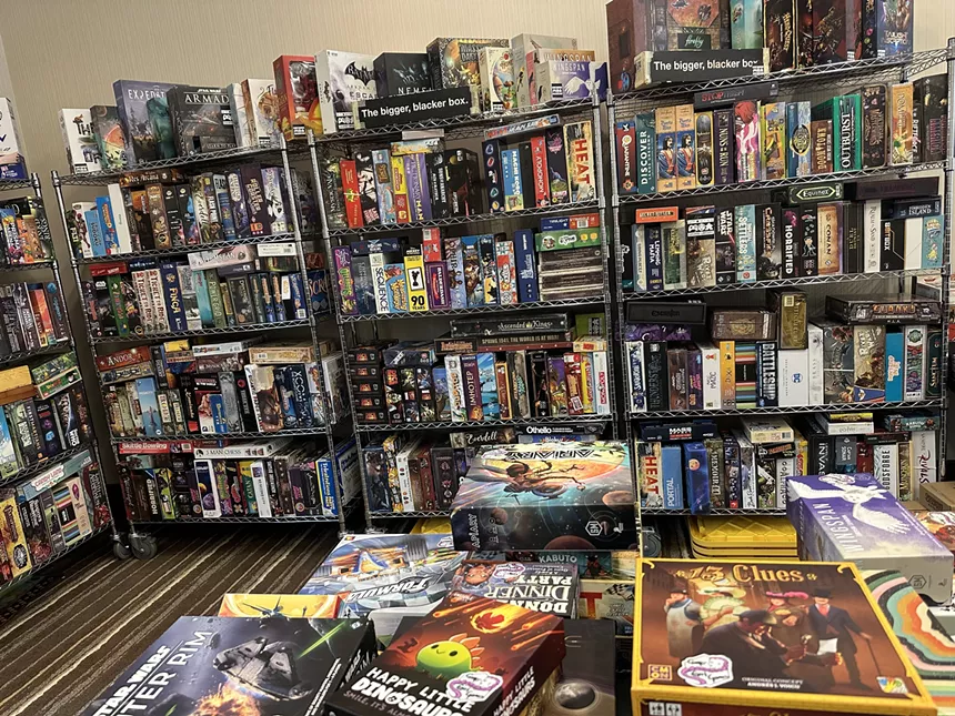 shelves of games