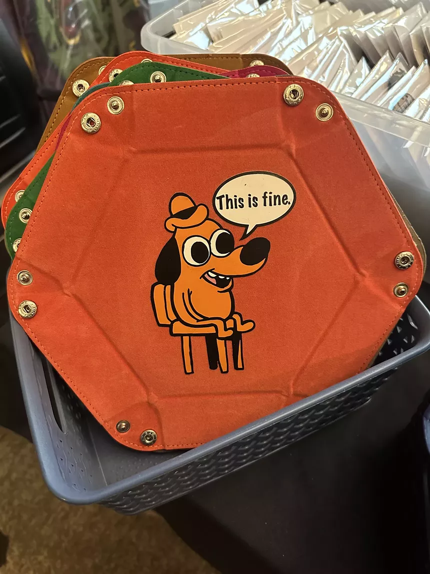 A cartoon dog sitting in a chair