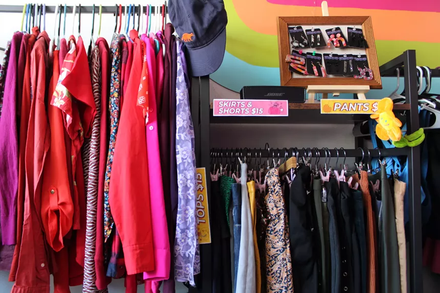 racks of colorful clothing