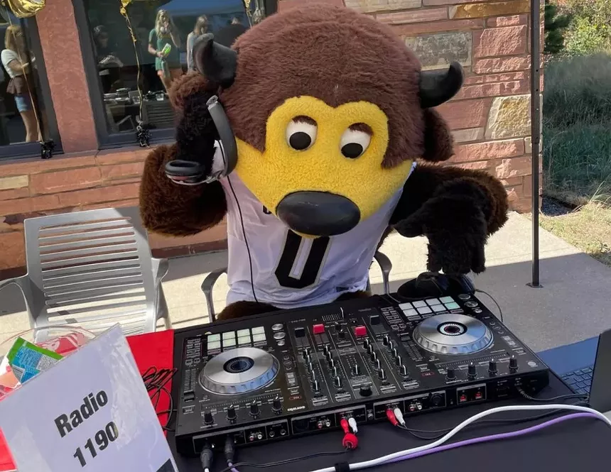 buffalo mascot at radio equipment