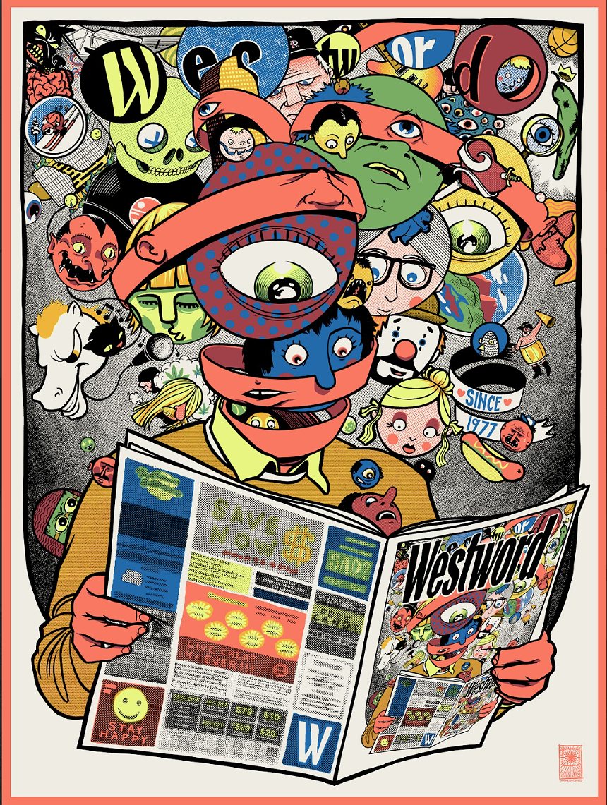 colorful art of an entity reading Westword
