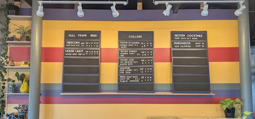 Drink list at a brewery.