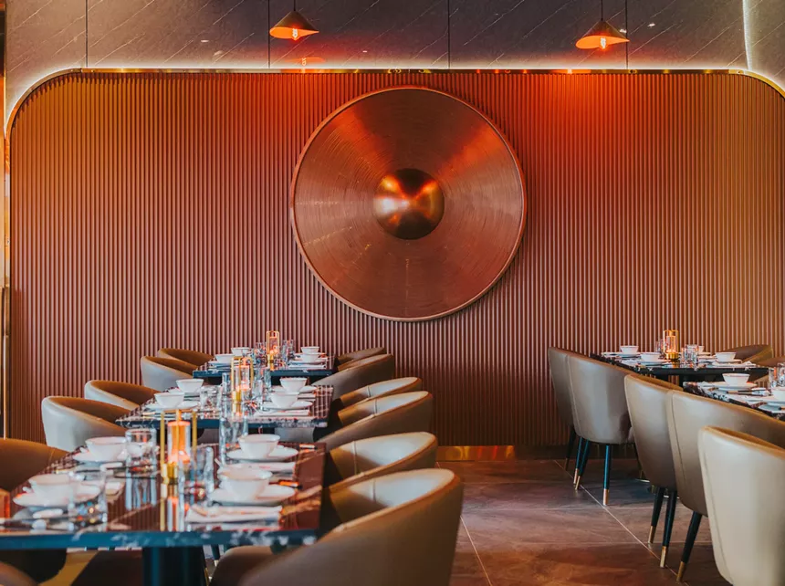 tables inside a restaurant dining room