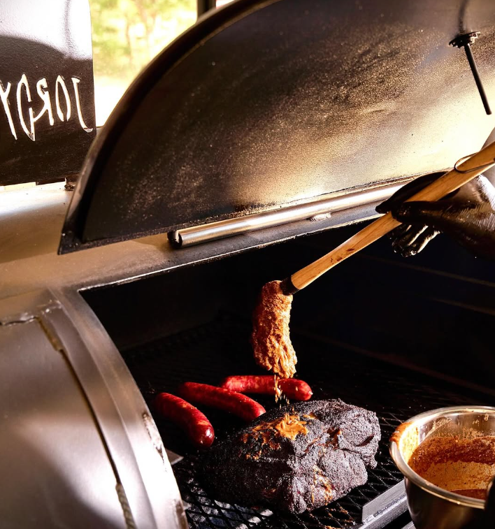 meat on a smoker