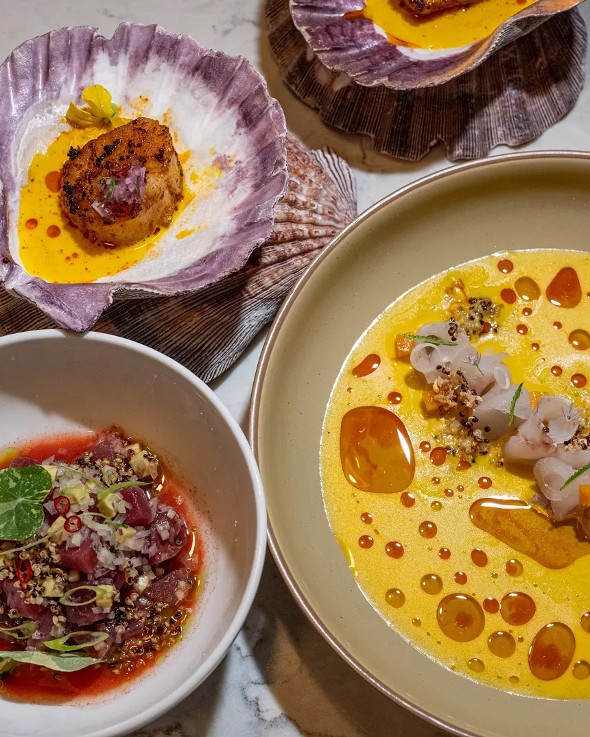 various food on plates