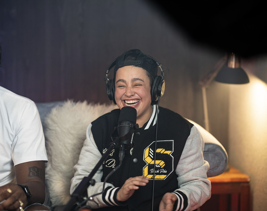 A person with a microphone