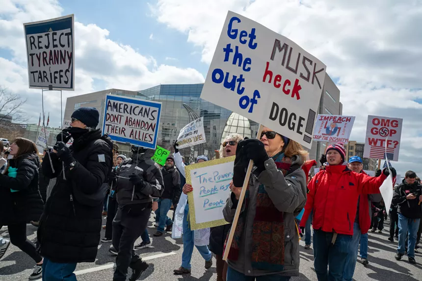 protesters with signs