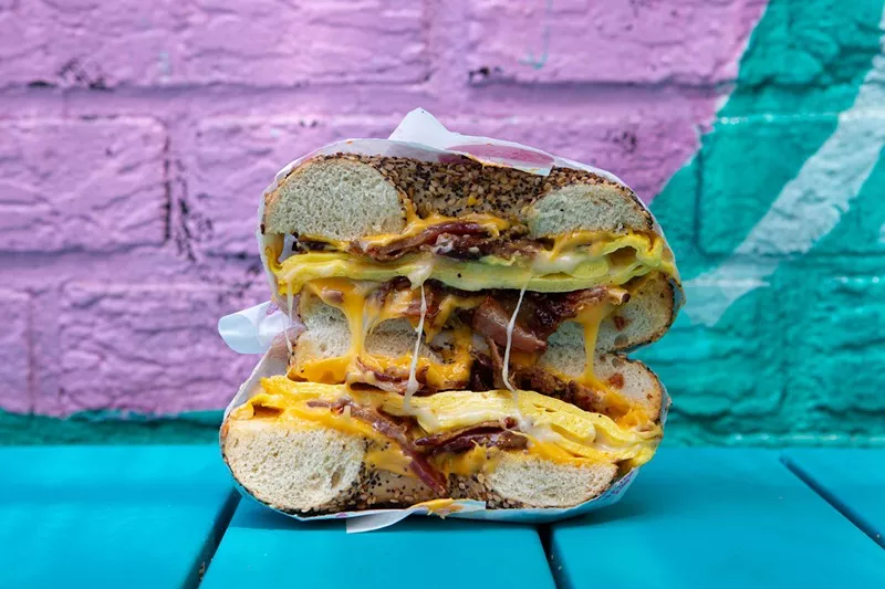 A cheesy bagel sandwich