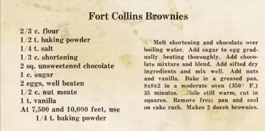 recipe for brownies.