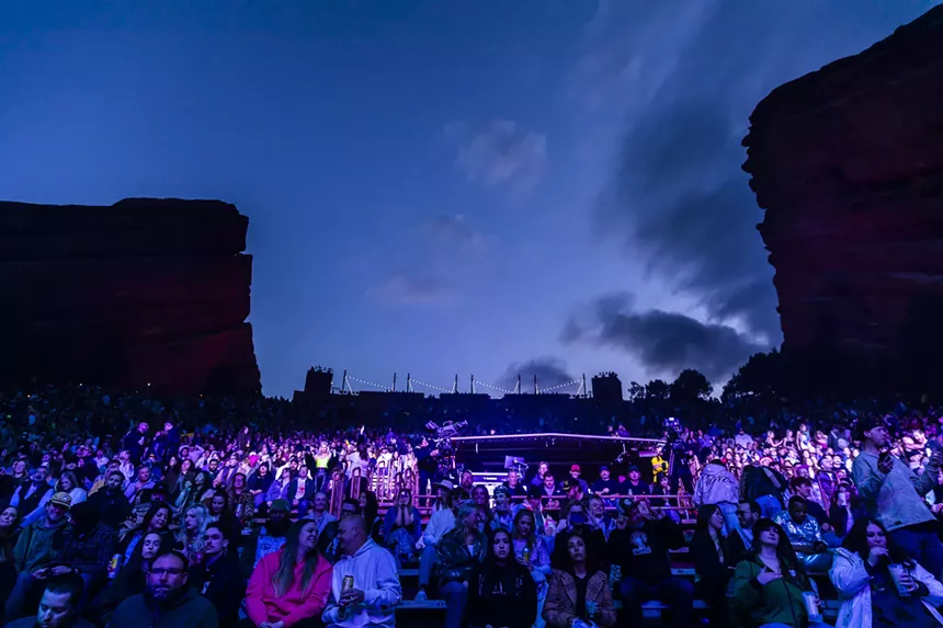 A wide shot of the crowd at Red Rocks.