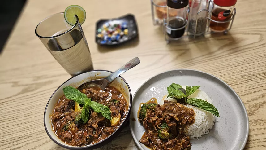 goat curry and rice