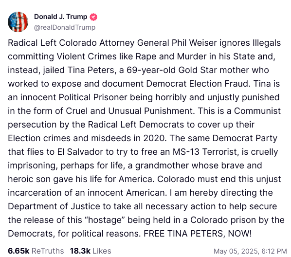Donald Trump truth social post