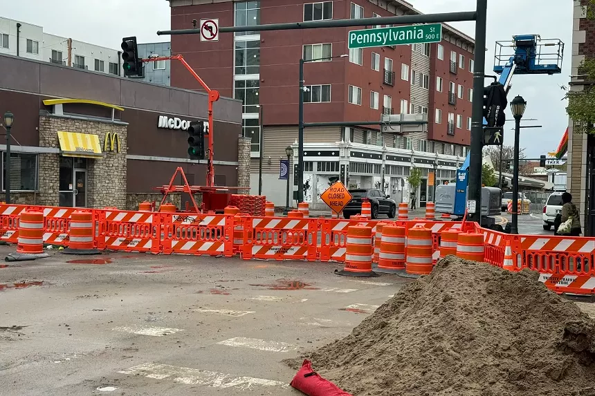 Construction on Pennsylvania Street and East Colfax Avenue.