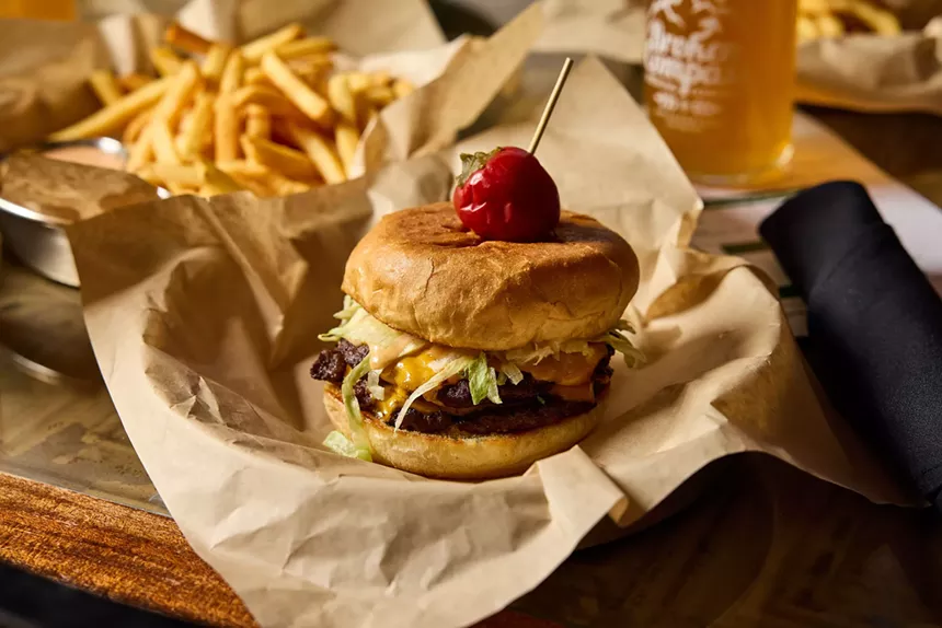 burger with fries