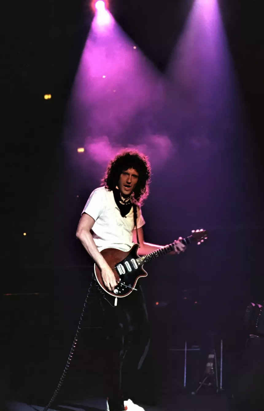 Brian May performing in 1982