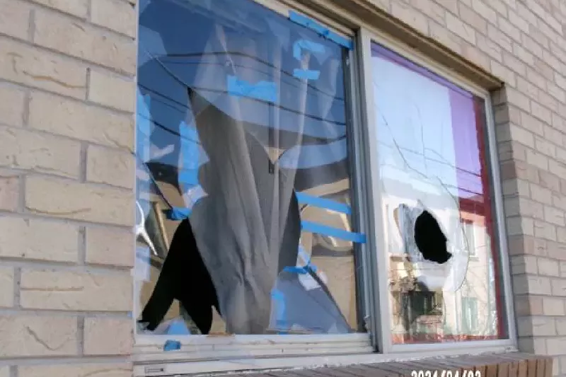 broken window at apartment