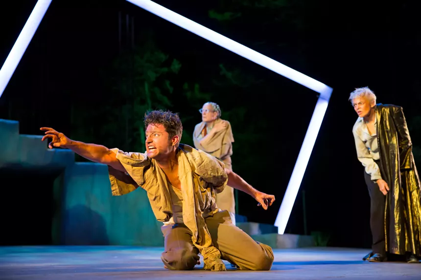 Actors perform in a Shakespeare play.