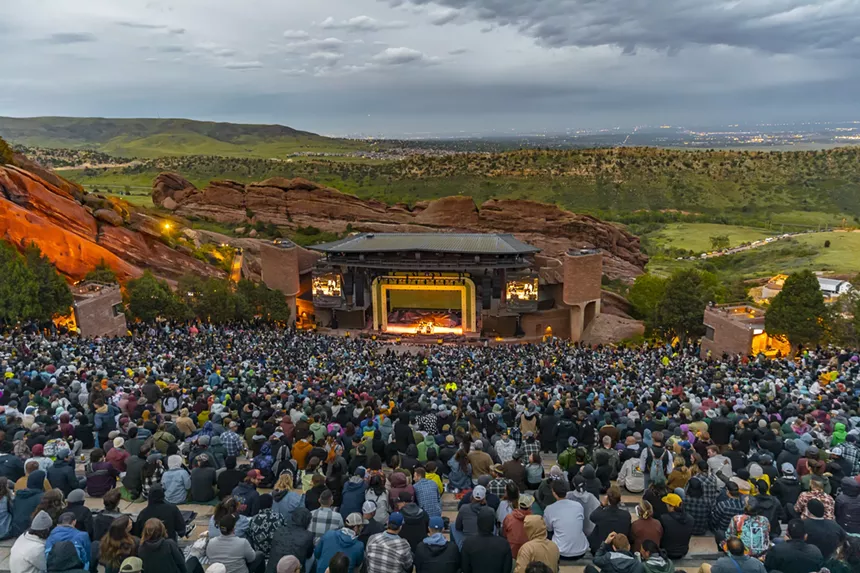 A photo of Red Rocks from the top near the concession stands.