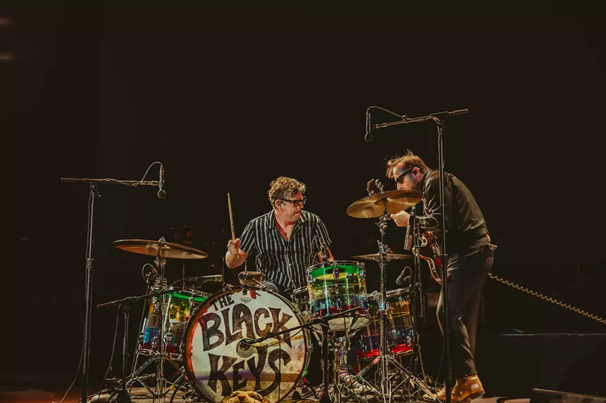 The Black Keys rocking out on stage at Red Rocks.