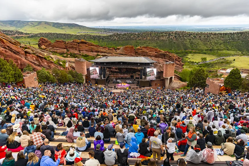 A view of Red Rocks from the top of the stairs.