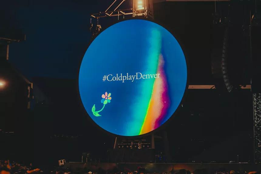 A photo showing a Coldplay graphic.