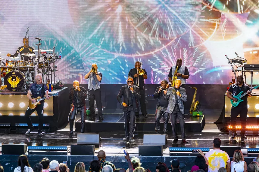 Earth, Wind & Fire on stage at Fiddler's Green Amphitheatre in Greenwood Village, Colorado on Saturday, June 14, 2025.