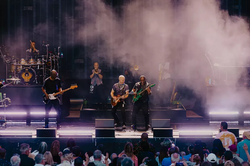 Earth, Wind & Fire performing on stage at Fiddler's Green Amphitheatre in Greenwood Village, Colorado on Saturday, June 14, 2025.