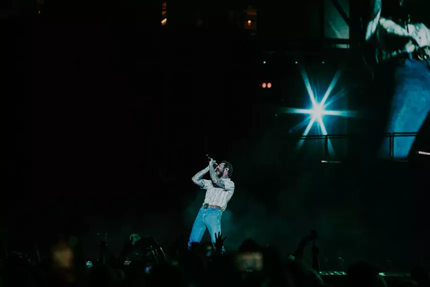 Post Malone on stage at Empower Field at Mile High for The Big ASS Stadium Tour.
