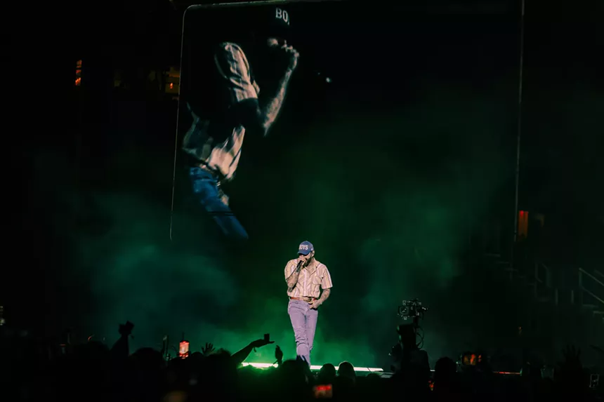 Post Malone on stage at Empower Field at Mile High for The Big ASS Stadium Tour.