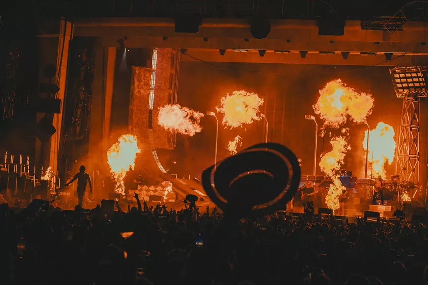 Pyro was a frequent stage display during Post Malone's performance.