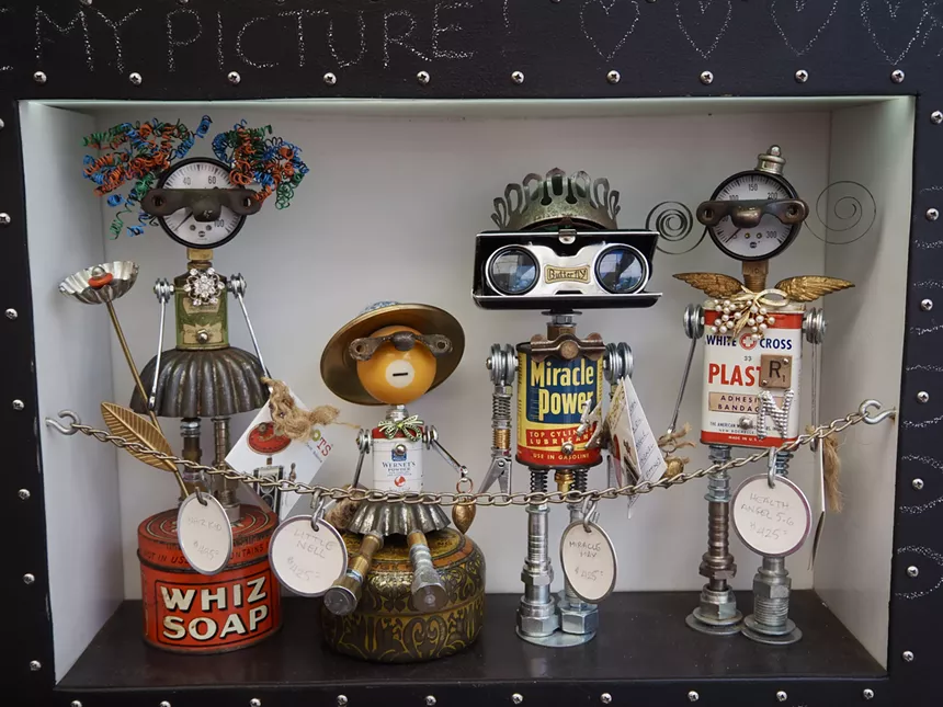robots made out of found objects