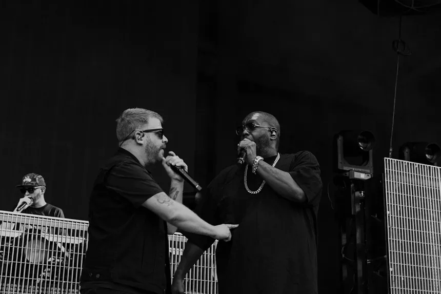 Run The Jewels on stage at Fiddler's Green Amphitheatre in Greenwood Village, Colorado on Friday, July 4, 2025.