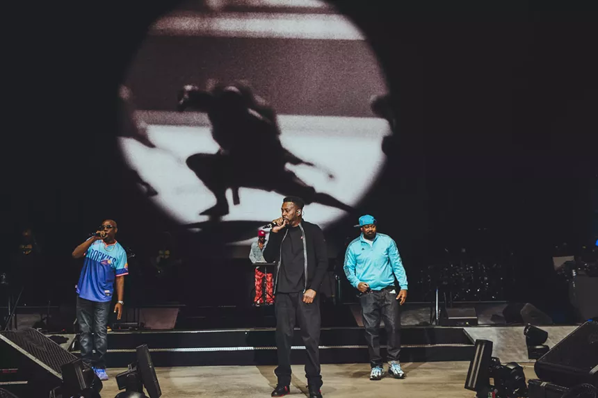 Wu-Tang Clan on stage at Fiddler's Green Amphitheatre in Greenwood Village, Colorado on Friday, July 4, 2025.