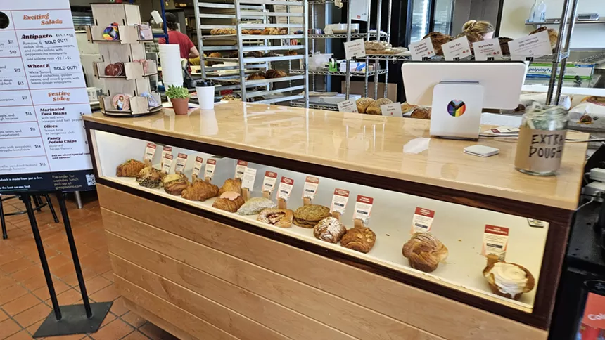 a case of freshly baked bread