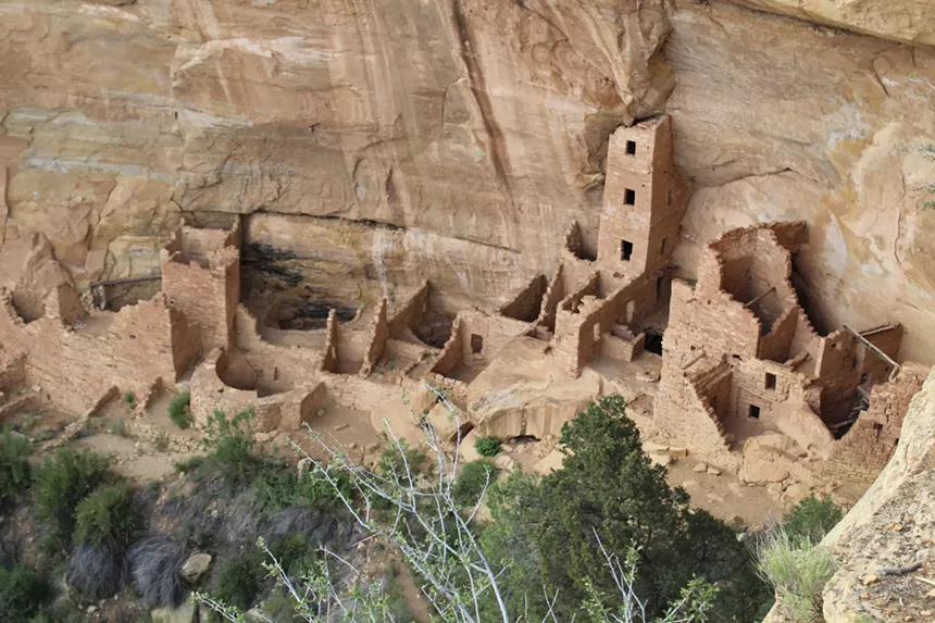 Square Tower House, a large sandstone cliff dwelling within Mesa Verde National Park