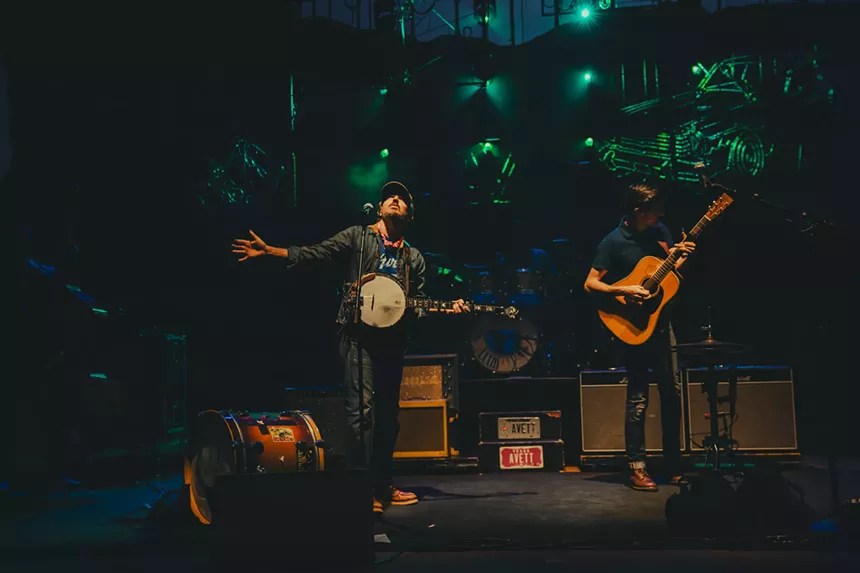 The Avett Brothers on stage at Red Rocks performing night one of a three-night run.