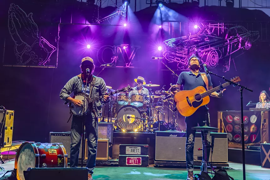 The Avett Brothers on stage at Red Rocks performing night one of a three-night run.