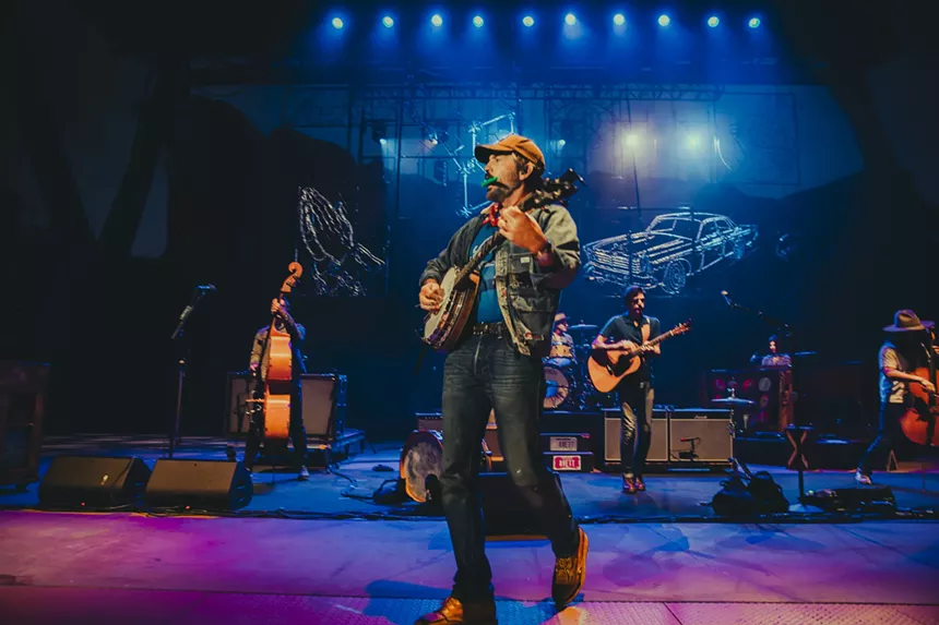 The Avett Brothers on stage at Red Rocks performing night one of a three-night run.