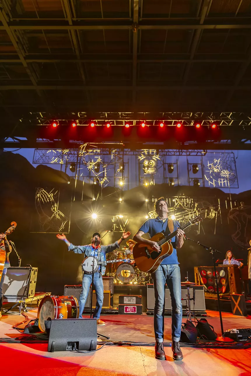 The Avett Brothers on stage at Red Rocks performing night one of a three-night run.