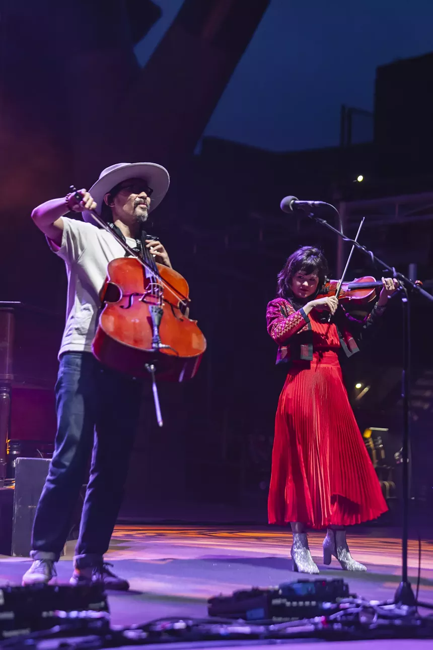 The Avett Brothers on stage at Red Rocks performing night one of a three-night run.
