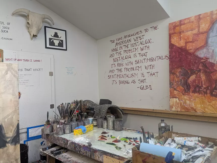 the walls of an art studio