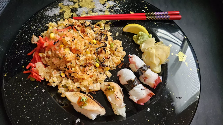 Sushi and fried rice