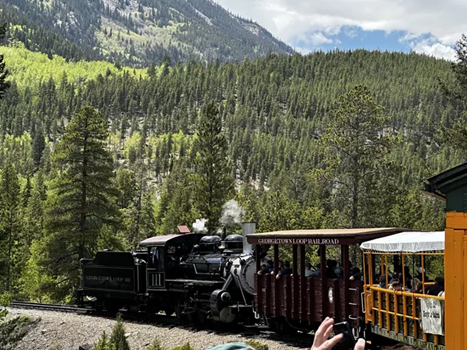 Train going through the mountains