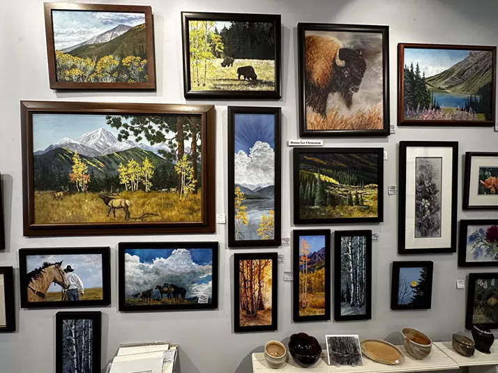 Colorful images hanging on a wall