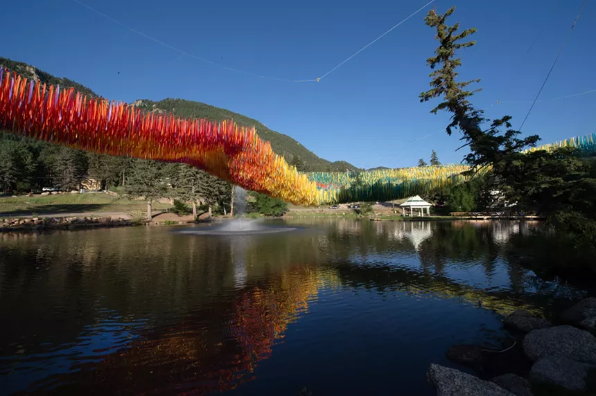 colorful streamers over a body of water