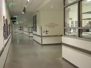 A basement hallway